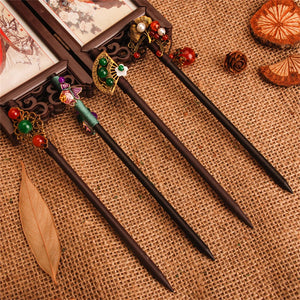 Vintage Wood Chinese Hair Sticks Flower Hairpins Women Hair Clip