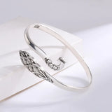 925 Silver Peacock Flaunting Tail Open Charms Bangle Women Sterling Jewelry