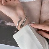 925 Silver Peacock Flaunting Tail Open Charms Bangle Women Sterling Jewelry
