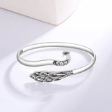 925 Silver Peacock Flaunting Tail Open Charms Bangle Women Sterling Jewelry