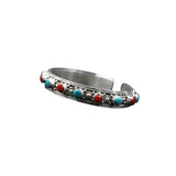Retro Silver Green Stone Bracelet Open Creative Tibetan Ethnic Style