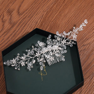 Silver Rose Tiara Hair Combs Crystal Rhinestone Combs Bridal Hair Accessories