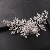 Silver Rose Tiara Hair Combs Crystal Rhinestone Bridal Accessories