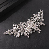 Silver Rose Tiara Hair Combs Crystal Rhinestone Bridal Accessories