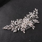 Silver Rose Tiara Hair Combs Crystal Rhinestone Bridal Accessories