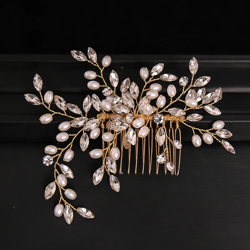 Silver Rose Tiara Hair Combs Crystal Rhinestone Bridal Hair Accessories