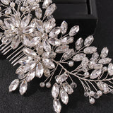 Silver Rose Tiara Hair Combs Crystal Rhinestone Bridal Accessories