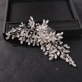 Silver Rose Tiara Hair Combs Crystal Rhinestone Bridal Accessories