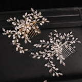Silver Rose Tiara Hair Combs Crystal Rhinestone Bridal Hair Accessories