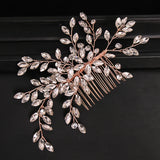 Silver Rose Tiara Hair Combs Crystal Rhinestone Bridal Hair Accessories