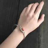 Silver Turquoise Inlaid Bracelet Retro Ethnic Style Jewelry