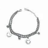 Thai Silver Beads Chain Bracelet Double Layer Bangle