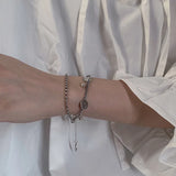 Thai Silver Beads Chain Bracelet Double Layer Bangle