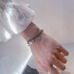 Thai Silver Beads Chain Bracelet Double Layer Bangle