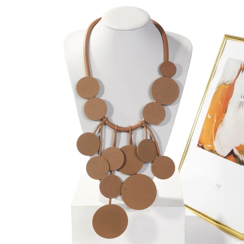 Big Circle Pendant Silicone Necklace Vintage Accessories