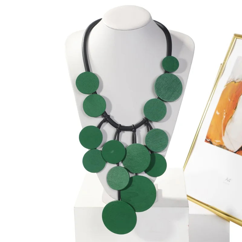 Big Circle Pendant Silicone Necklace Vintage Accessories