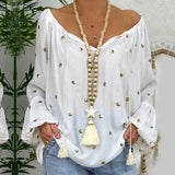 Long Star Tassel Wooden Beaded Necklace for Women