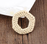 Wooden Straw Weave Rattan Geometric Earrings DIY Findings y1226