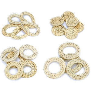 Wooden Straw Weave Rattan Geometric Earrings DIY Findings y1226