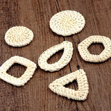 Wooden Straw Weave Rattan Geometric Earrings DIY Findings y1226
