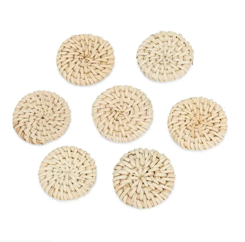 Wooden Straw Weave Rattan Geometric Earrings DIY Findings y1226