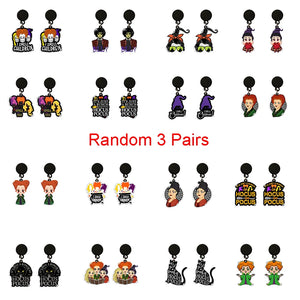 Halloween Hocus Pocus Drop Earrings Bad Witch Acrylic Dangles