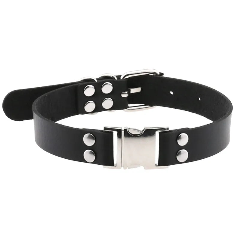 Harajuku Goth Punk Pu Leather Choker Necklace Magnetic Clasp