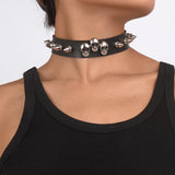 Punk Rock Gothic Collar Choker Leather Skull Spider Rivet Necklace