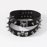 Punk Rock Gothic Collar Choker Leather Skull Spider Rivet Necklace