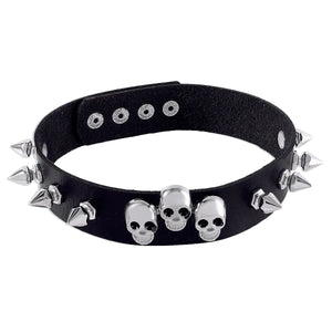 Punk Rock Gothic Collar Choker Leather Skull Spider Rivet Necklace