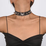 Punk Rock Gothic Collar Choker Leather Skull Spider Rivet Necklace