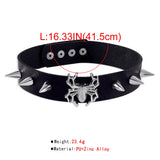 Punk Rock Gothic Collar Choker Leather Skull Spider Rivet Necklace