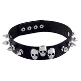 Punk Rock Gothic Collar Choker Leather Skull Spider Rivet Necklace