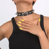 Punk Rock Gothic Collar Choker Leather Skull Spider Rivet Necklace