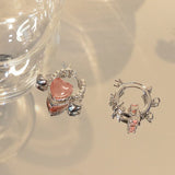 Vintage Goth Pink Heart Earrings for Women