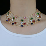 CZ Tennis Choker Necklace Women Birthstone 2MM