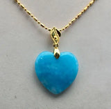 Heart Larimar Jadeite Necklace Pendant 25x25mm