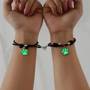 Heart Magnetic Couple Bracelet Cat Paw Luminous Adjustable Paired Jewelry