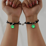 Heart Magnetic Couple Bracelet Cat Paw Luminous Adjustable Paired Jewelry