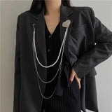 Heart Pearl Crystal Chain Brooch Collars Pins for Women