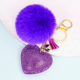Multicolor Pom-pom Key Chain Heart Pompoms Keychain