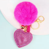 Multicolor Pom-pom Key Chain Heart Pompoms Keychain
