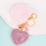 Multicolor Pom-pom Key Chain Heart Pompoms Keychain