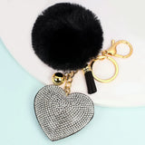 Multicolor Pom-pom Key Chain Heart Pompoms Keychain