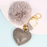 Multicolor Pom-pom Key Chain Heart Pompoms Keychain