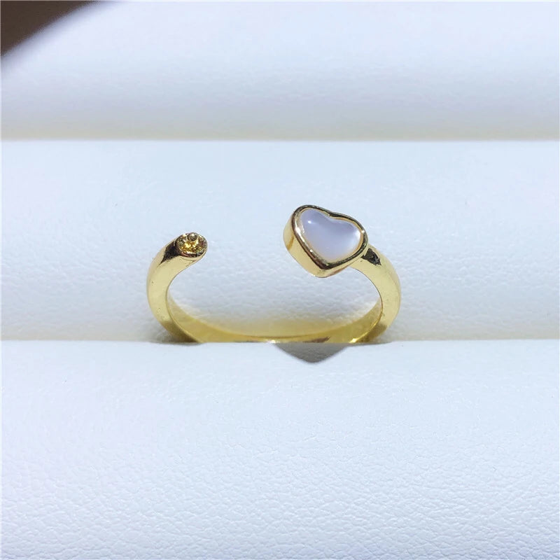 Adjustable Heart Shape Ring Mounting Base Silver Jewelry Finding