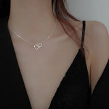 925 Silver Heart Necklace Delicate Choker Geometric Chain Gift