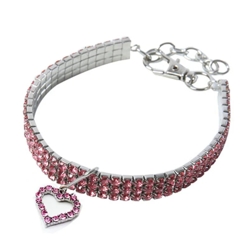 Heart Shaped Pet Necklace Dog Chain Cat Crystal Love Necklace