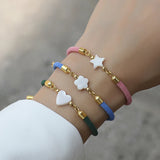 Colorful Rope Bracelet Heart Star Flower Charm Bead Bracelet