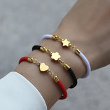 Colorful Rope Bracelet Heart Star Flower Charm Bead Bracelet
